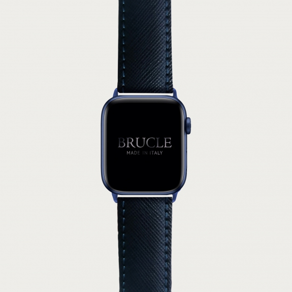 Correa de reloj compatible con Apple Watch / Samsung smartwatch, navy blue Saffiano