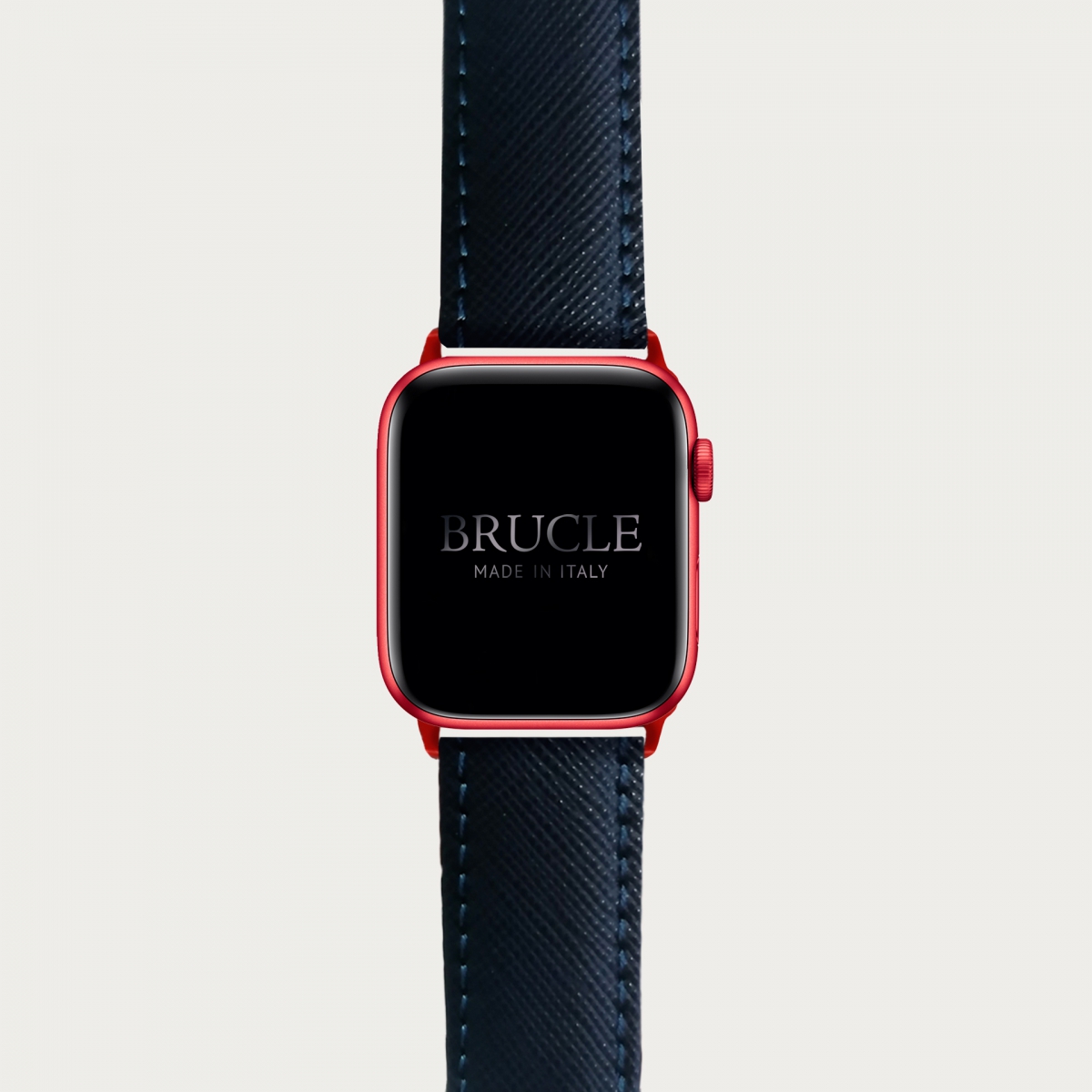 Bracelet en cuir pour montre, Apple Watch et Samsung smartwatch, imprimé Saffiano, navy blue