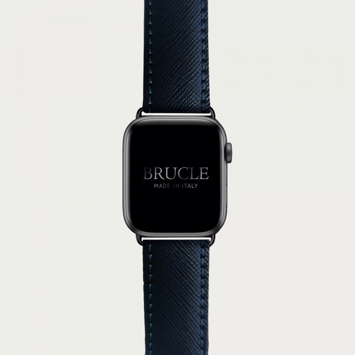 Bracelet en cuir pour montre, Apple Watch et Samsung smartwatch, imprimé Saffiano, navy blue