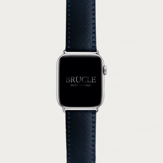 Correa de reloj compatible con Apple Watch / Samsung smartwatch, navy blue Saffiano