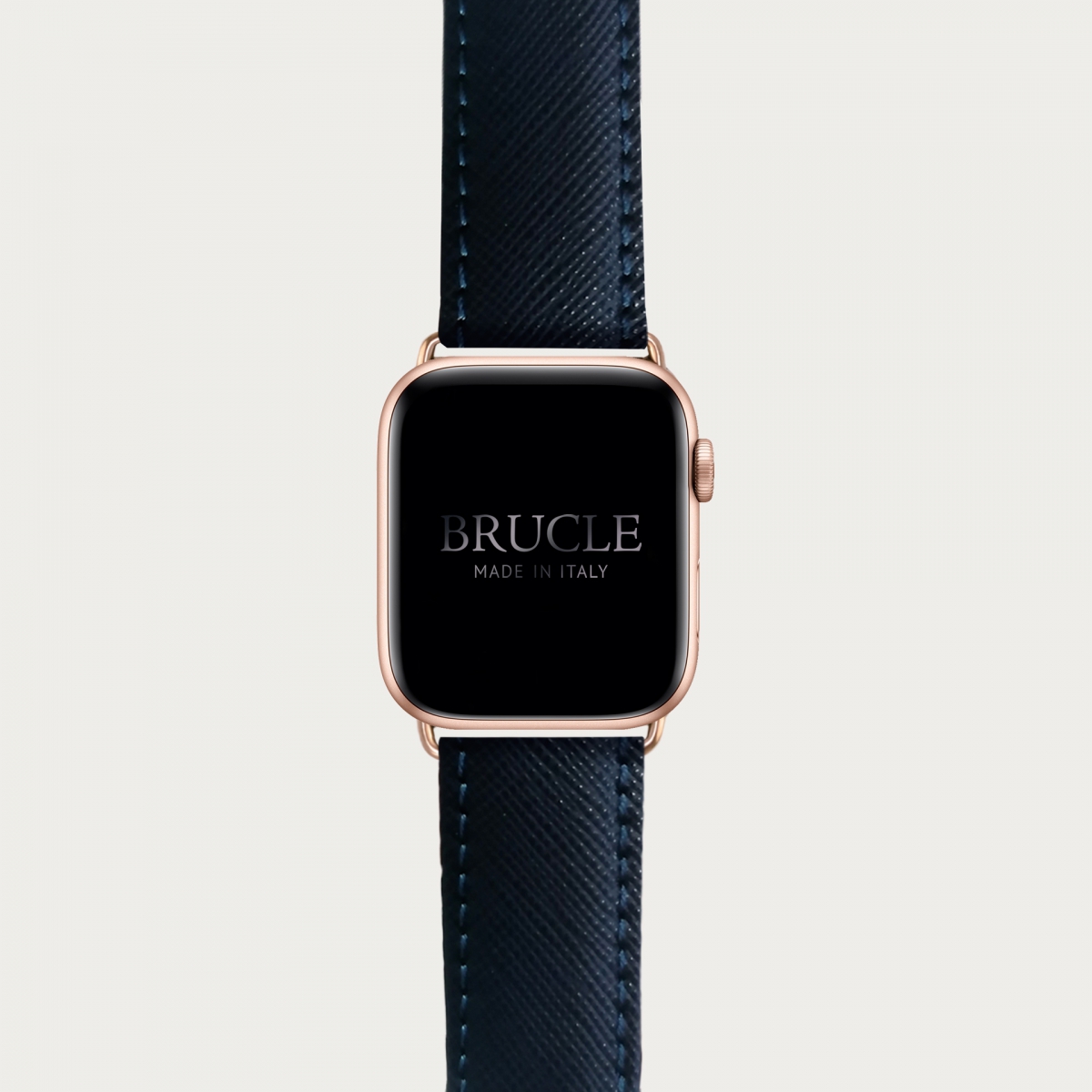 Armband kompatibel mit Apple Watch / Samsung Smartwatch, Navy blue, leder mit Saffiano-print
