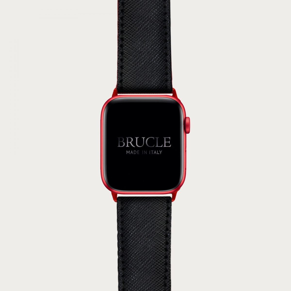 Armband kompatibel mit Apple Watch / Samsung Smartwatch, Schwarz, leder mit Saffiano-print