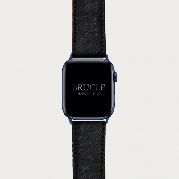 Correa de reloj compatible con Apple Watch / Samsung smartwatch, negro Saffiano