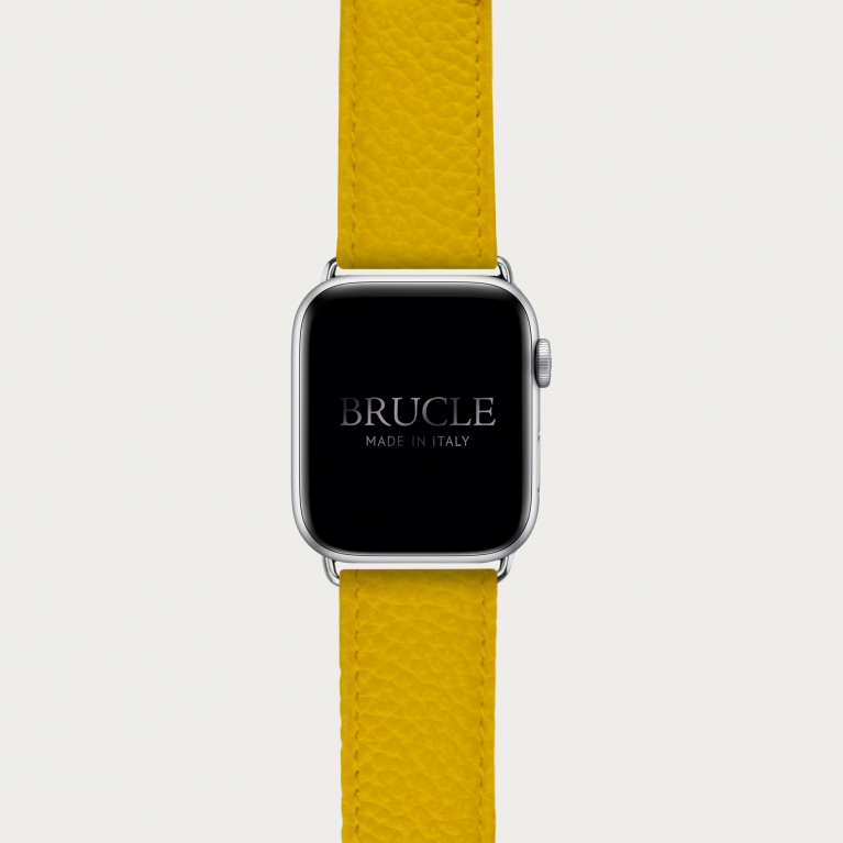 Cinturino giallo in pelle stampa dollaro per orologio, Apple Watch e Samsung Galaxy Watch