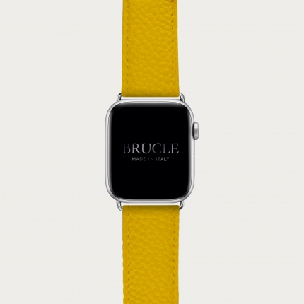Armband kompatibel mit Apple Watch / Samsung Smartwatch, Gelb, leder mit Saffiano-print