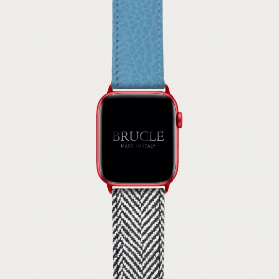 Correa de reloj compatible con Apple Watch / Samsung smartwatch, estampado azul y patrón de espiga