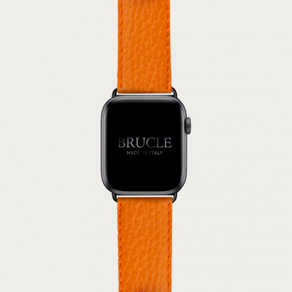 Armband kompatibel mit Apple Watch / Samsung Smartwatch, Orange, leder mit Saffiano-print