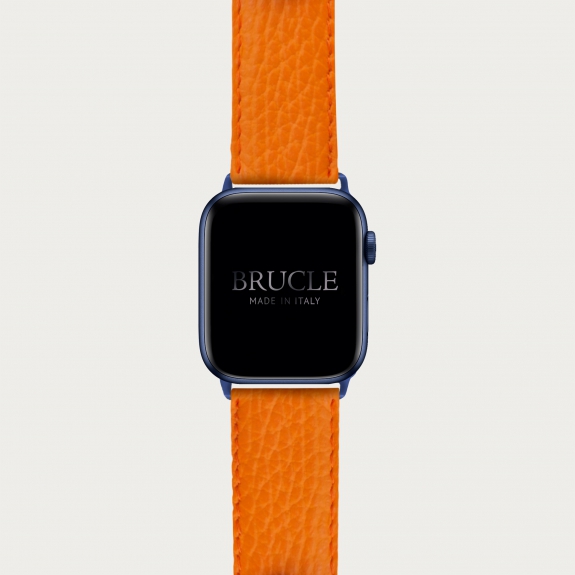 Armband kompatibel mit Apple Watch / Samsung Smartwatch, Orange, leder mit Saffiano-print