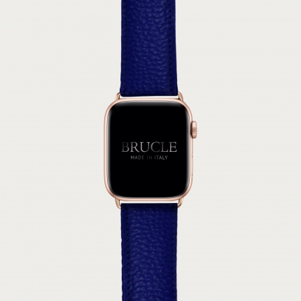 Bracelet en cuir pour montre, Apple Watch et Samsung smartwatch, imprimé royal blue