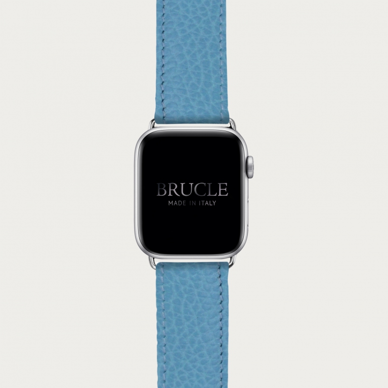 Cinturino azzurro in pelle stampa dollaro per orologio, Apple Watch e Samsung Galaxy Watch