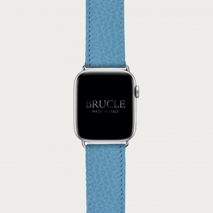 Armband kompatibel mit Apple Watch / Samsung Smartwatch, Hellblau, leder mit print