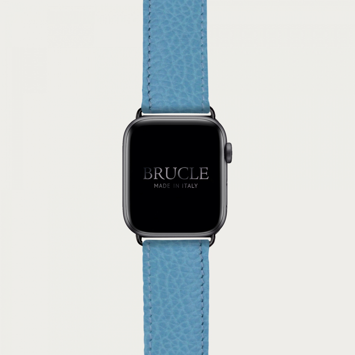 Bracelet en cuir pour montre, Apple Watch et Samsung smartwatch, imprimé bleu clair