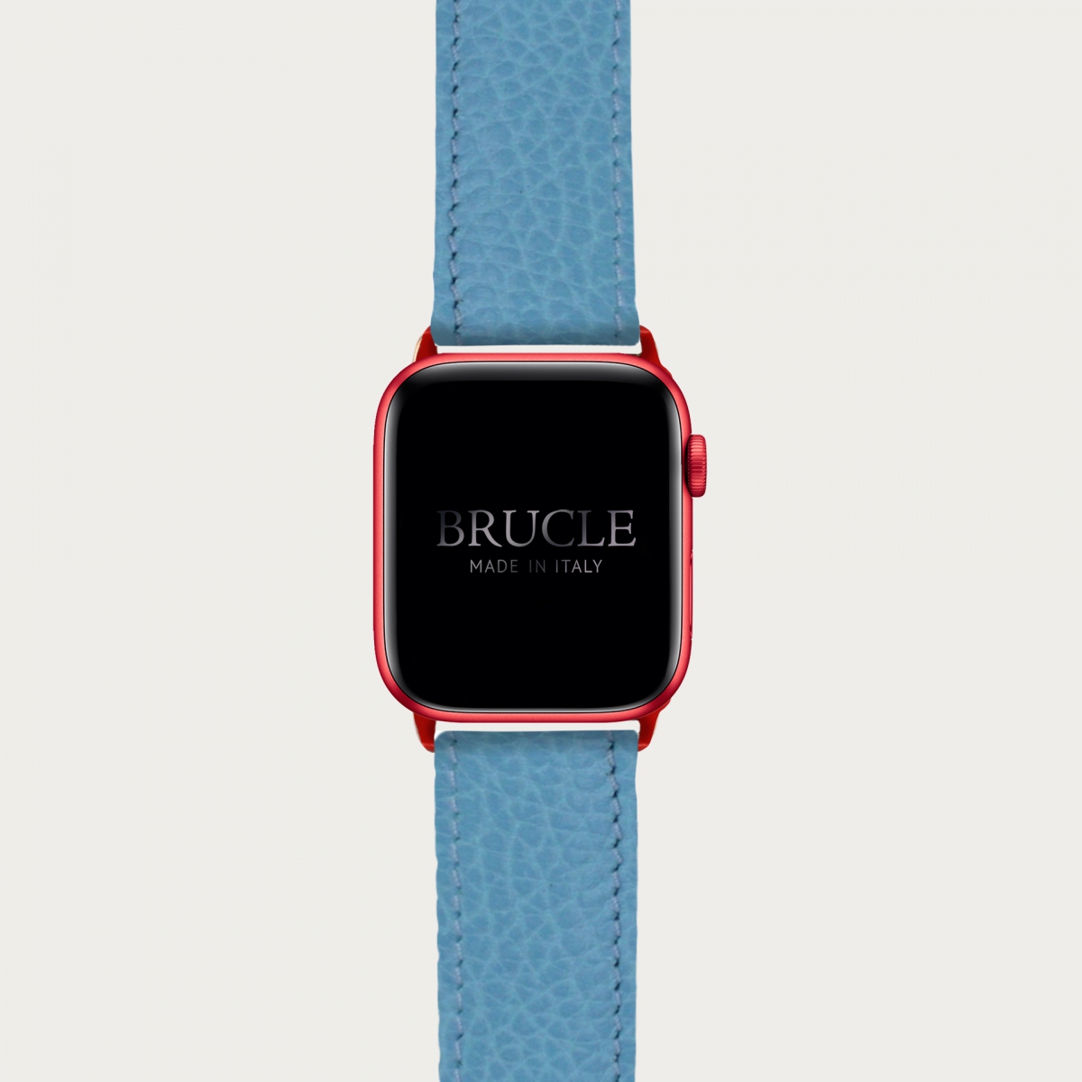 Bracelet en cuir pour montre, Apple Watch et Samsung smartwatch, imprimé bleu clair