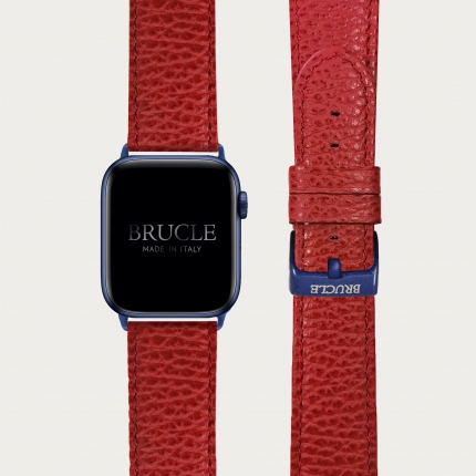 Bracelet en cuir pour montre, Apple Watch et Samsung smartwatch, imprimé rouge