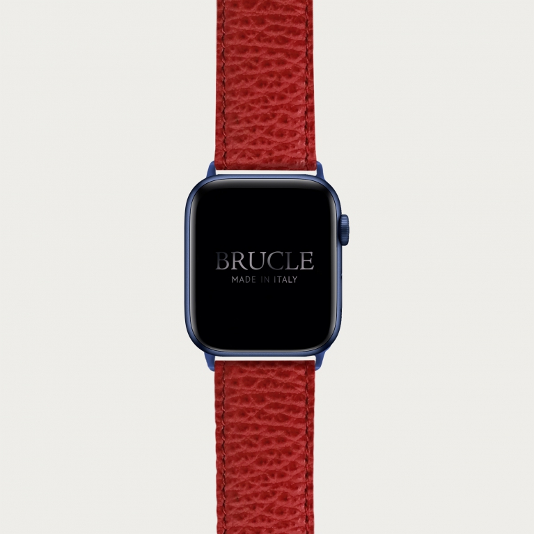 Cinturino rosso in pelle stampa dollaro per orologio, Apple Watch e Samsung Galaxy Watch