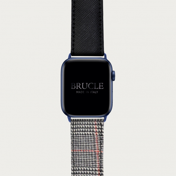 Correa de reloj compatible con Apple Watch / Samsung smartwatch, estampado rojo Saffiano y patrón de espiga