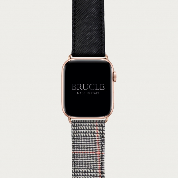 Correa de reloj compatible con Apple Watch / Samsung smartwatch, estampado rojo Saffiano y patrón de espiga