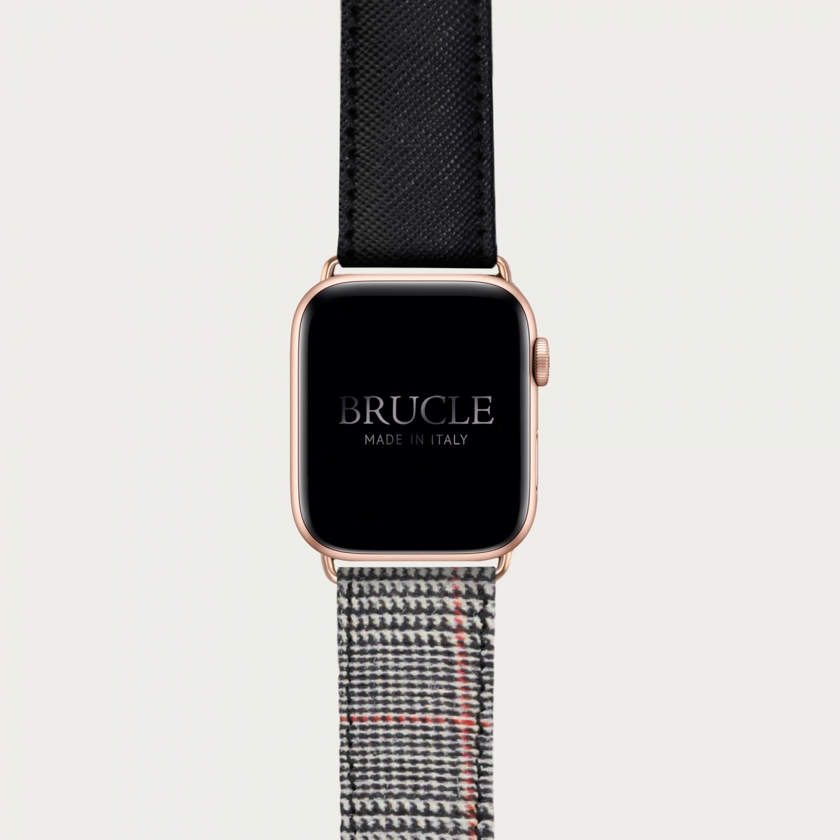 Bracelet en cuir pour montre, Apple Watch et Samsung smartwatch, imprimé Saffiano rouge et motif à chevrons