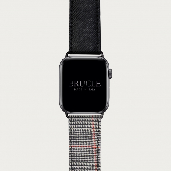 Correa de reloj compatible con Apple Watch / Samsung smartwatch, estampado rojo Saffiano y patrón de espiga