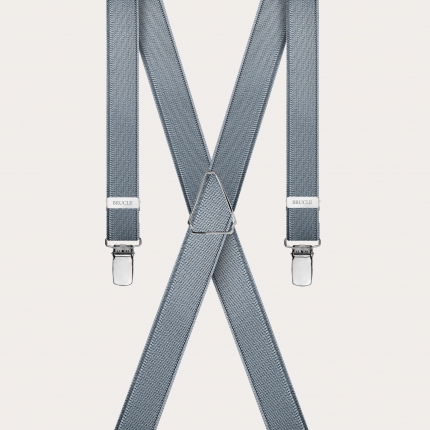 Clip-on slim Braces Elastic X Suspenders Silver