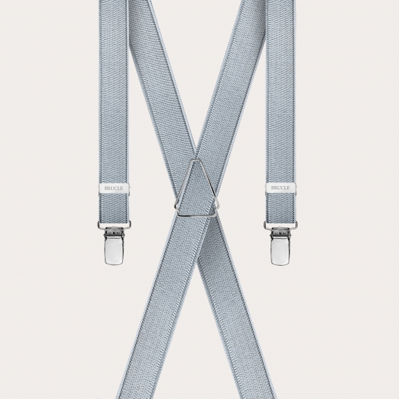 Clip-on Braces Elastic X Suspenders Silver