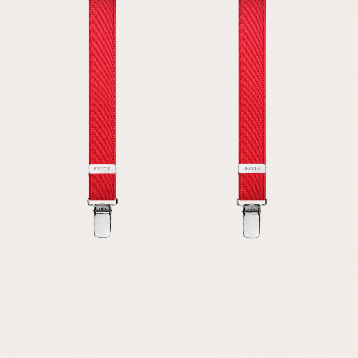 Clip-on slim Braces Elastic X Suspenders Red
