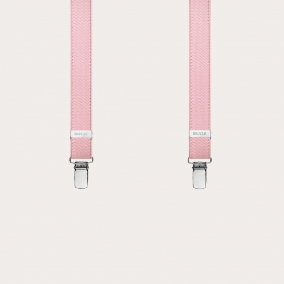 Brucle pink suspenders in pink, satin